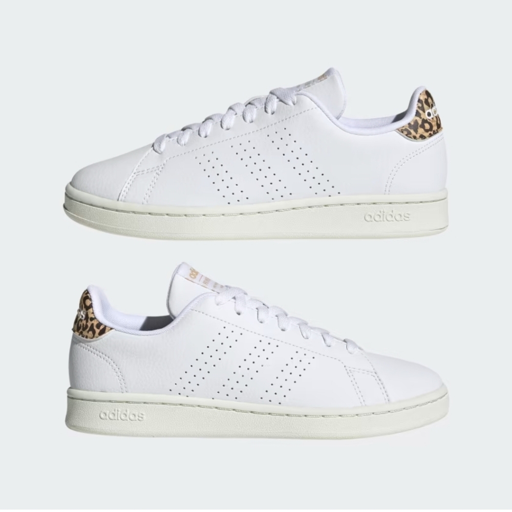 Adidas Advantage White Leopard Tennis Shoes Women’s Size 8.5